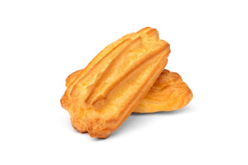 Traditional French dessert eclairs isolated on white background.