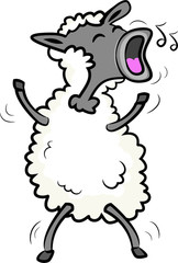 An enthusiastic sheep who singing a song loudly