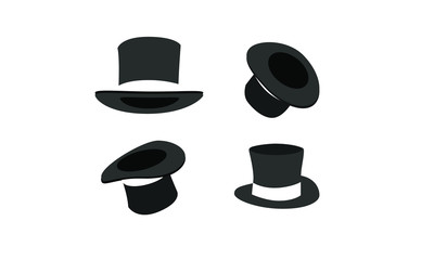 collection black Bowler icon logo design illustration