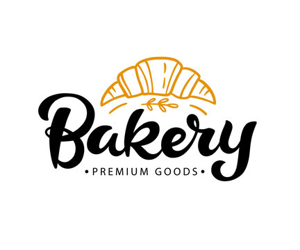 Bakery logotype badge label with hand written modern calligraphy