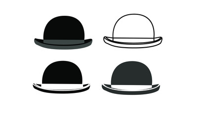 collection of fedora hat icon line logo design illustration