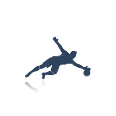 Fototapeta na wymiar Goalkeeper player logo. Modern Soccer Player In Action Logo - Save By The Goalkeeper