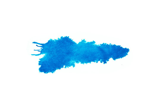 Blue sky watercolor on white background.The color splashing in the paper.It is a hand drawn. For text, element for decoration.