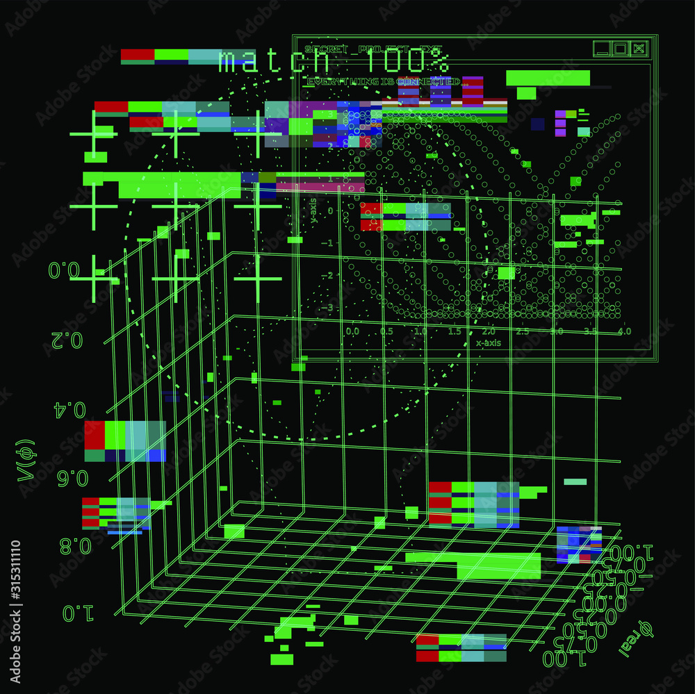 Poster Abstract technology background with User Interface or HUD elements.
