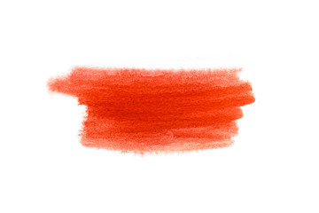 Red watercolor on white background.The color splashing in the paper.It is a hand drawn. For text,...