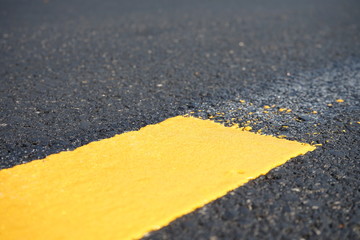 Yellow traffic line After completing the construction