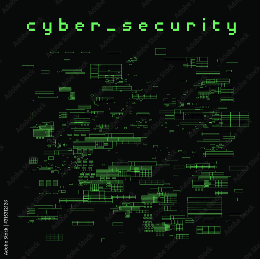 Poster abstract technology background with pixelated glitch effect.
