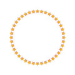 Star in circle shape with warm color. Starry vector border frame icon isolated on a white background