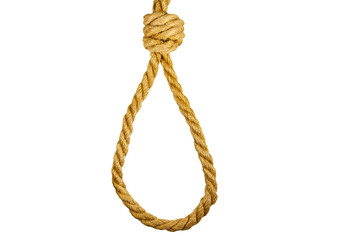 Deadly loop of rope isolated on white background. Concept of death penalty or suicide