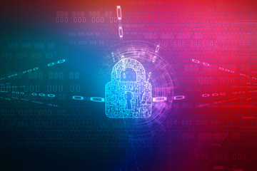 2d illustration Safety concept: Closed Padlock on digital background