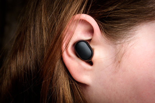 Black Wireless Headphones In Ear.