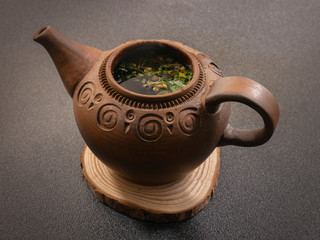 clay pot with open lid