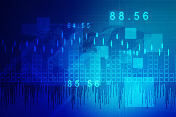 2d rendering Stock market online business concept. business Graph 