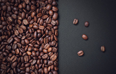 coffee beans on black background