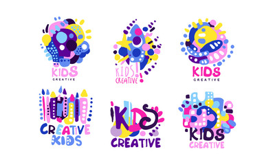 Kids Creative Labels Collection, Children Education Class, School Badges Vector Illustration