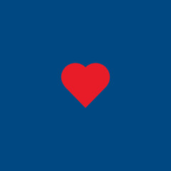 Valentine red heart simbol on classic blue background.