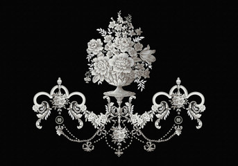 Classic flower pattern, Exquisite baroque design, rococo design, suitable for textile clothing and wallpaper design