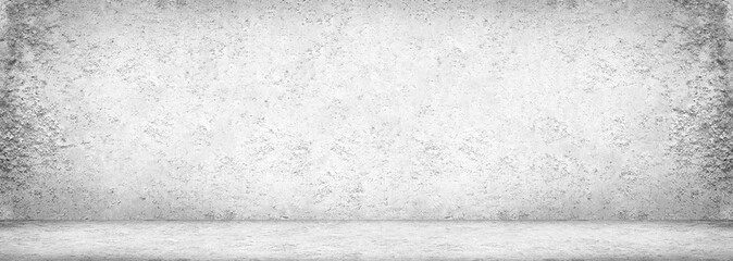 Blank concrete wide dark wall texture background.Wide Concrete with floor panorama for Composing.