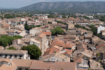 Fototapeta na wymiar view point top aerial view Cavaillon town in Provence France