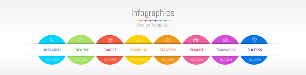 Infographic design elements for your business data with 8 options, parts, steps, timelines or processes. Vector Illustration.