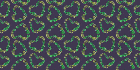 Seamless texture with funny hearts in watercolor style