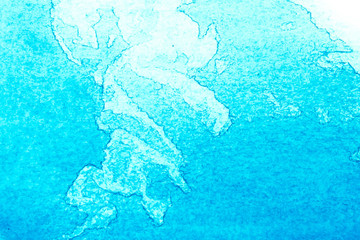 Blue sky watercolor on white background.The color splashing in the paper.It is a hand drawn. For text, element for decoration.