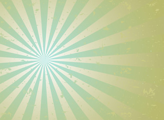 Sunlight retro faded grunge background. green and beige color burst background.