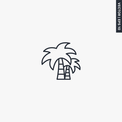 Fototapeta na wymiar Palm tree, linear style sign for mobile concept and web design