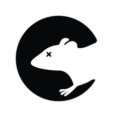 Dead rat silhouette logo. black mouse symbol vector.