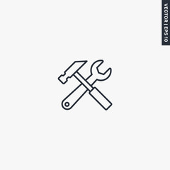 Tools, linear style sign for mobile concept and web design