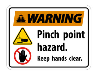 Warning Pinch Point Hazard,Keep Hands Clear Symbol Sign Isolate on White Background,Vector Illustration