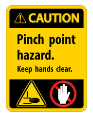Caution Pinch Point Hazard,Keep Hands Clear Symbol Sign Isolate on White Background,Vector Illustration