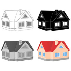 Private cottage. Icons set