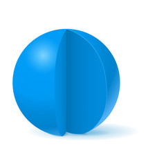 Blue sphere with cut out piece. White template