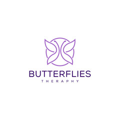 Modern butterfly animal insect logo template Vector illustration.	