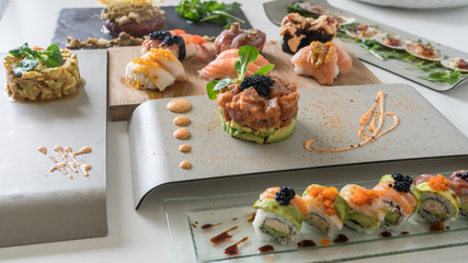 delicious food . table composition