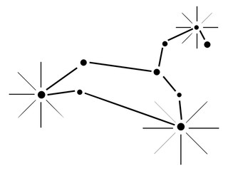 Hand-drawn constellation Leo, fifth zodiac sign against a white background. Astronomical zodiacal arrangement of stars for horoscopes. Vector.