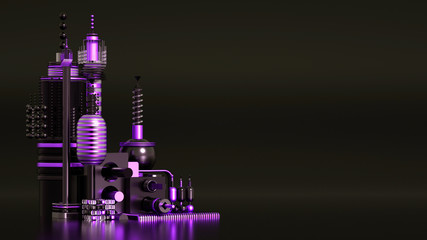 Obraz premium Modern minimalism futuristic background with cubes and balls. 3d illustration, 3d rendering.