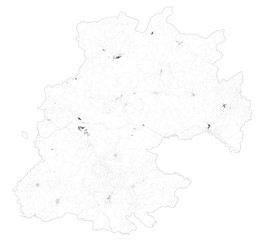 Obraz premium Satellite map of Province of Enna towns and roads, buildings and connecting roads of surrounding areas. Sicily region, Italy. Sicilia. Map roads, ring roads
