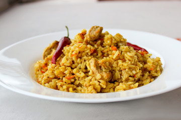 Homemade pilaf with pork