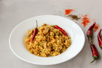 Homemade pilaf with pork