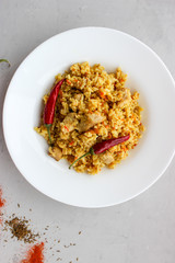 Homemade pilaf with pork
