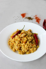 Homemade pilaf with pork