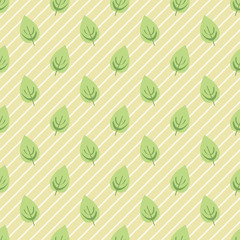 seamless hand draw summer pattern on stripe background with leaf