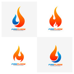 Set of Flame Logo Design Vector, Fire logo template, Blaze Icon symbol, Creative design, Illustration