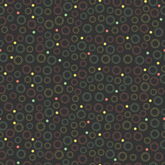seamless colorful bubble and dot pattern on grey background