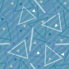 seamless  geometric pattern on stripe background from confetti glitter triangle
