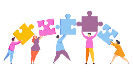 People with pieces of puzzle