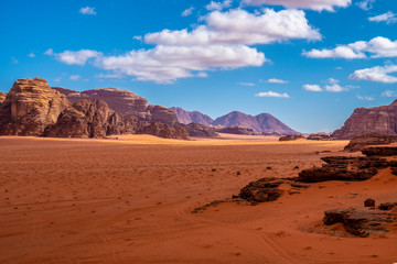 Fototapeta na wymiar Panoramic View of Wadi Rum Desert, Jordan