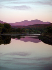 Jay Peak and Missisquoi River at sunset